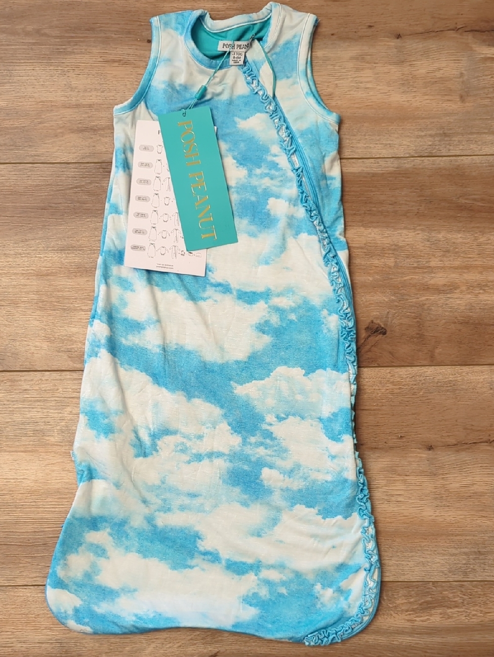 NWT Posh Peanut Cloud Print Sleeveless Sleep Sack, 0.5 TOG, 0-6 Months